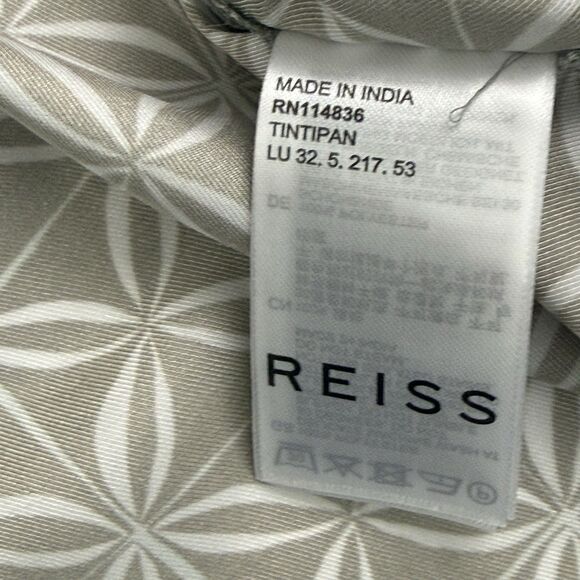 REISS Tintipan Camp Shirt Men XL Geometric Green Resortwear Vacation Regular Fit - Picture 8 of 10